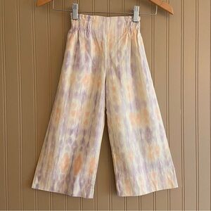 Zara Tie Dye Cotton Linen Style Wide Leg Cropped Pants Child Size 6